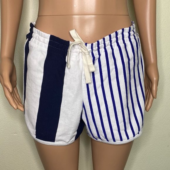 J. Crew NWT Weekend Blue & White Strip Drawstring Cotton Shorts Size S - Picture 2 of 6